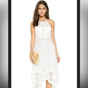 Parker Ivory Lace Halter Tulum Combo Dress Handkerchief Hem Size Small‎